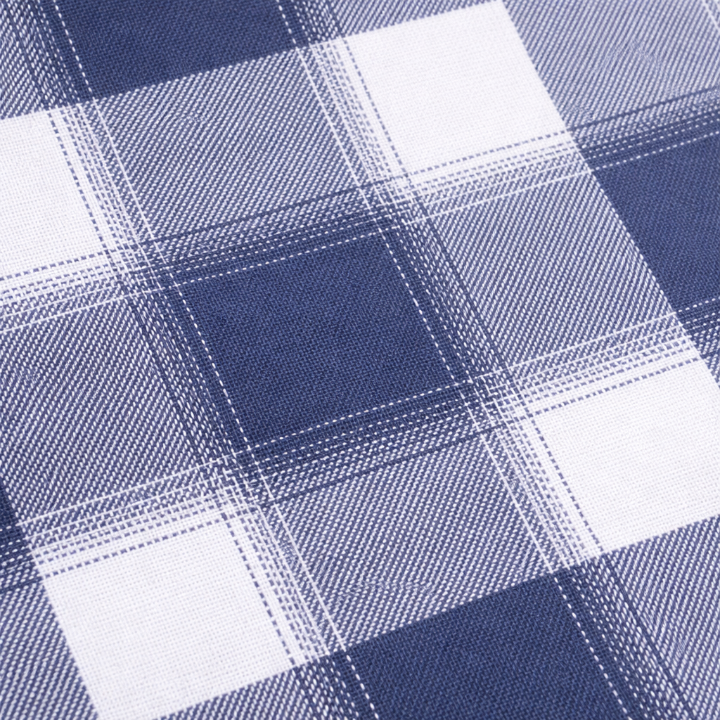 Long Sleeve 100% Pure Cotton Plaid Shirt – Navy & White