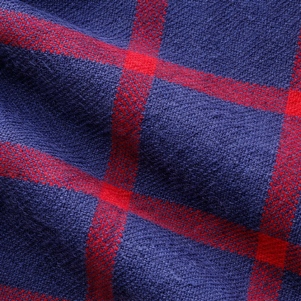 Long Sleeve 100% Pure Cotton Plaid Shirt – Navy & Red