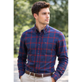 Long Sleeve 100% Pure Cotton Plaid Shirt – Navy & Red